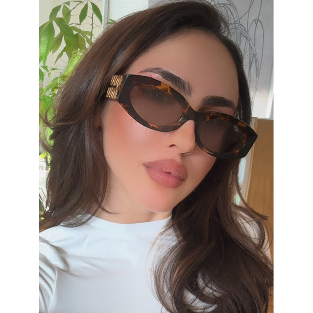 NEW Miu Miu MU11WS Tortoise Brown Oval Thick Rim Sunglasses